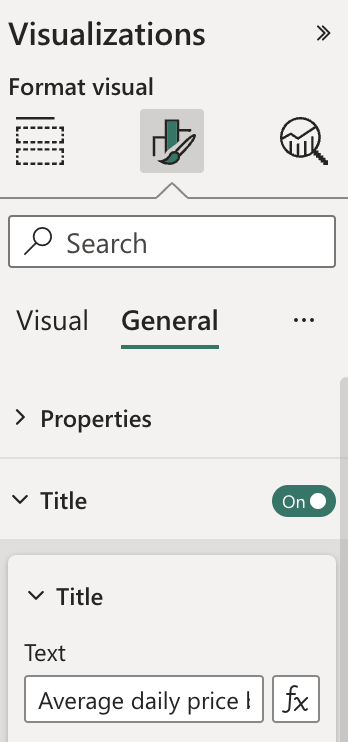 Formatting the line chart visualization
