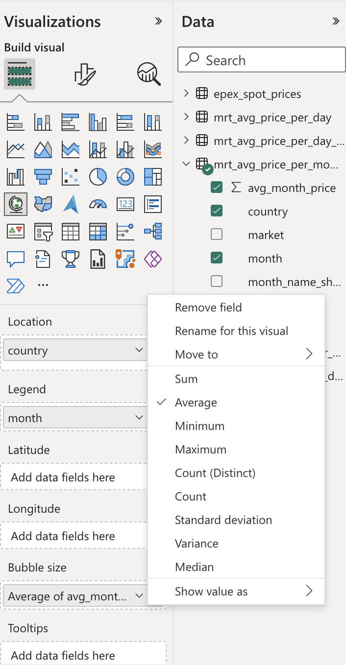 Configuring the map visualization