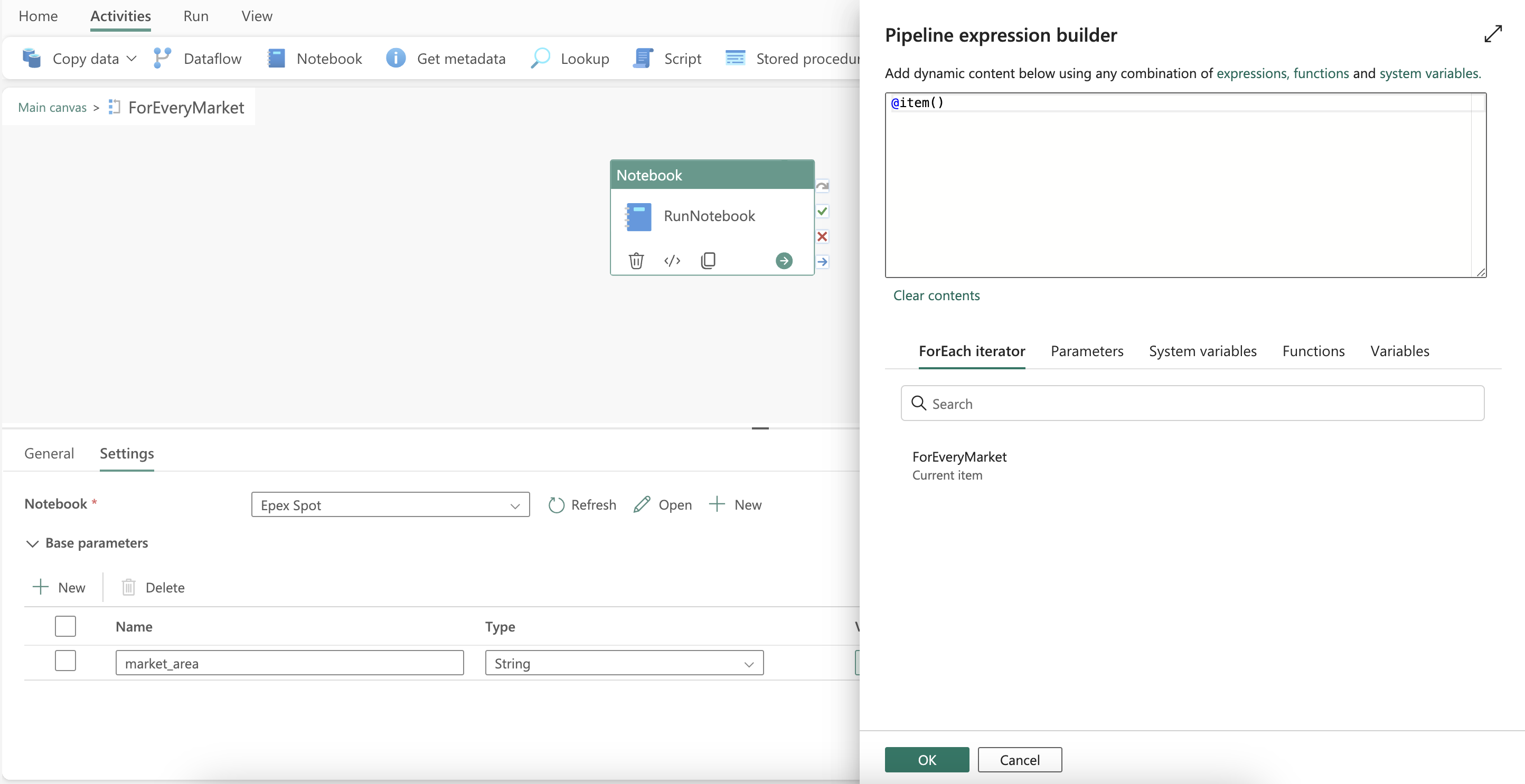 Link the iterator variable to the parameter in the Notebook