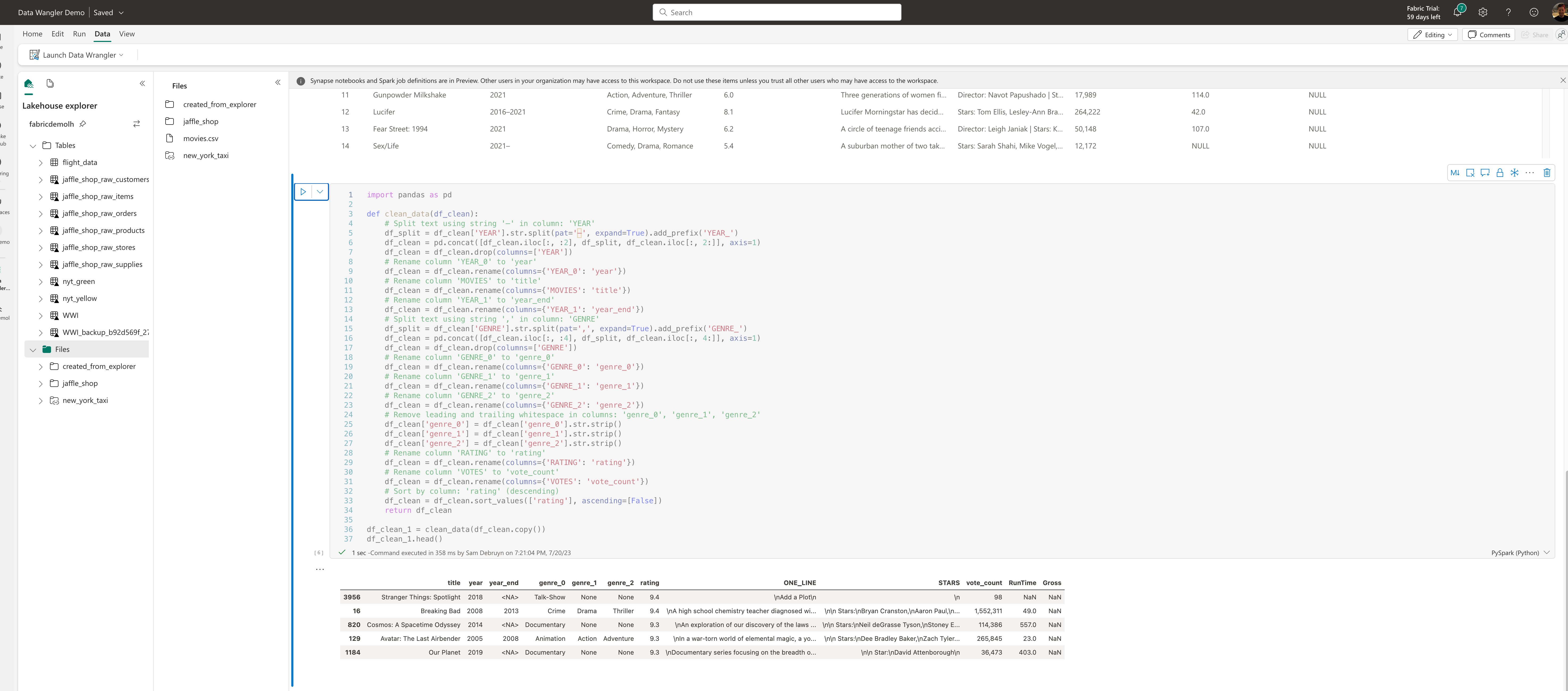 The completed notebook