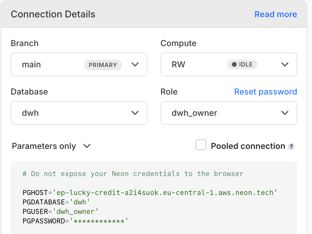 Neon connection details